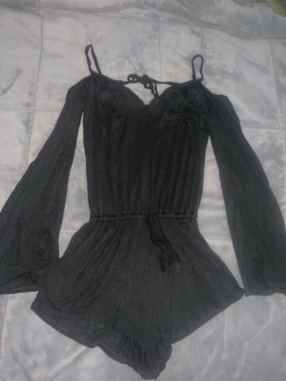 Chaser Black Long Sleeve Off-Shoulder Romper